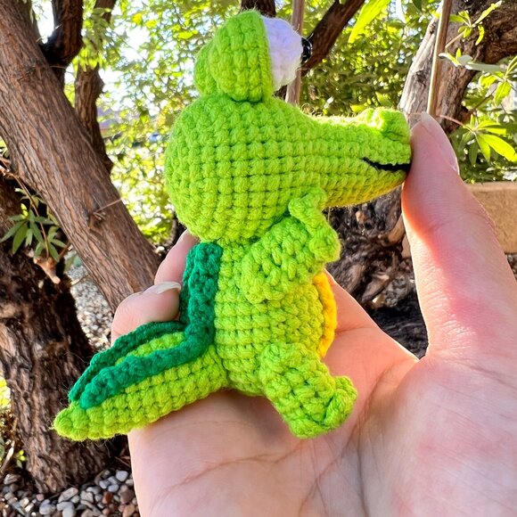 Handmade Amigurumi Crochet Green Crocodile Plushie Desktop Tabletop Home Decorat - Picture 3 of 8